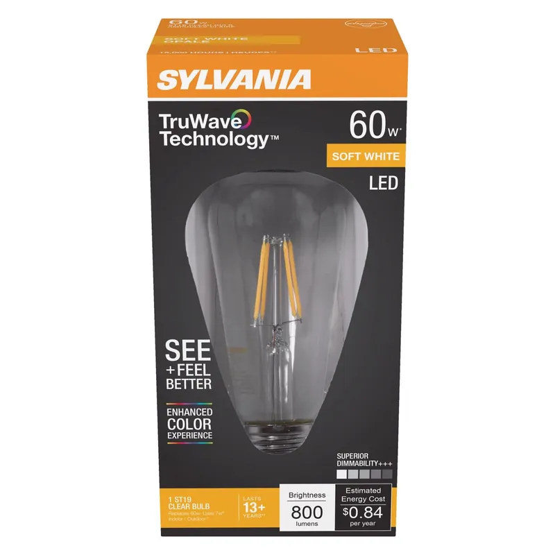 Sylvania TruWave ST19 E26 (Medium) LED Bulb Soft White 60 Watt Equivalence 1 Pk