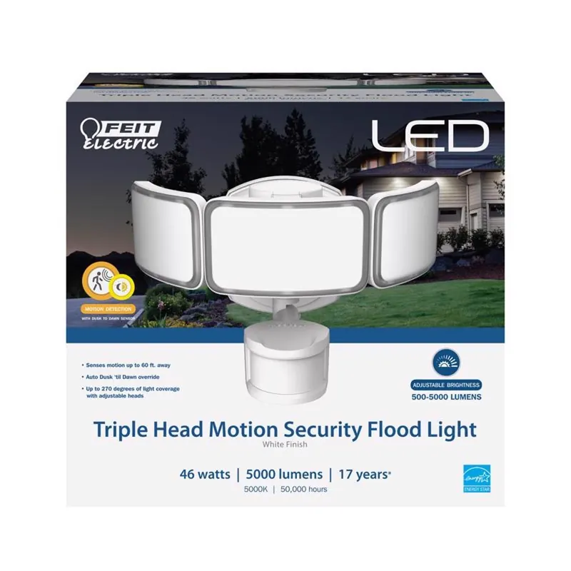 Motion-sensing Hardwired Led Security Floodlight 5000 Lumens White