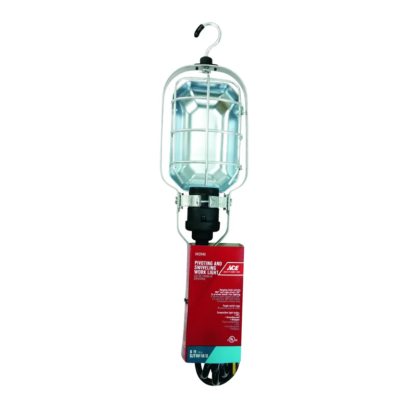75 Watt 6 Feet 18/2 Sjtw Fluorescent Trouble Light With Swivel Hook