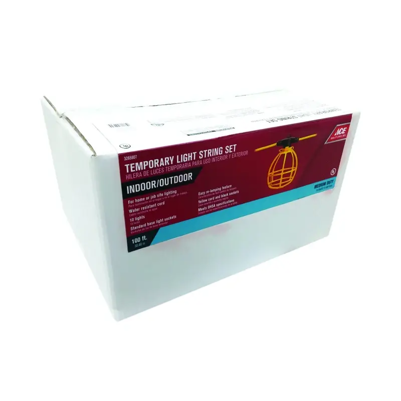 1,500 Watt 100 Feet Temporary Light String Set For Work And Shop