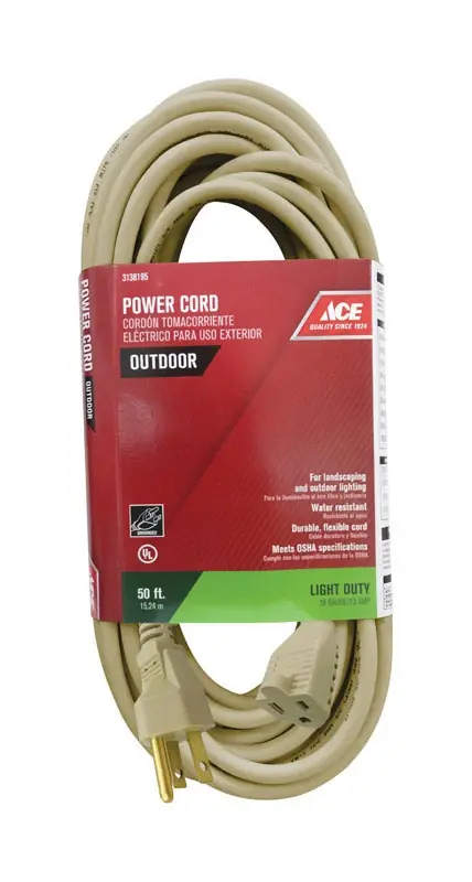 Outdoor 50 Ft. L Beige Extension Cord 16/3 Sjtw Heavy Duty