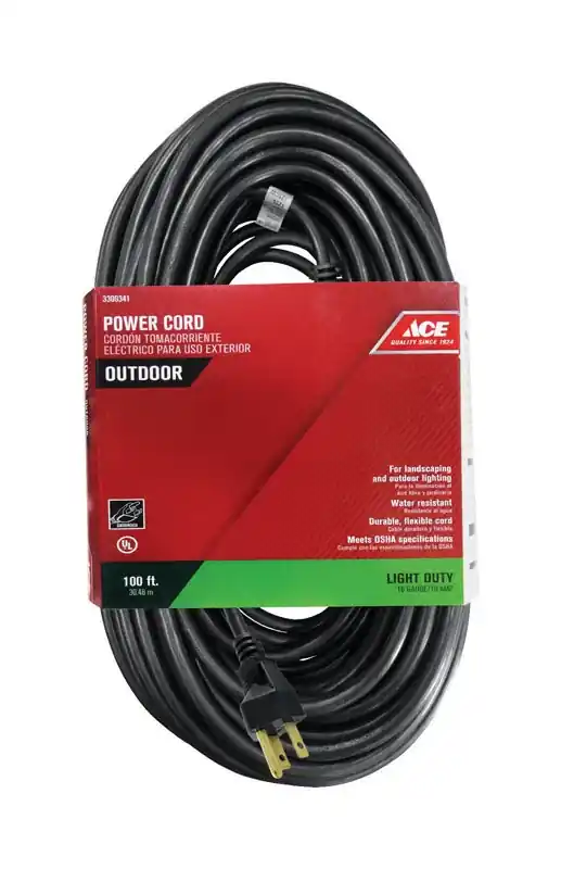 Indoor And Outdoor 100 Ft. L Black Extension Cord 16/3 Sjtw For Versatile Use