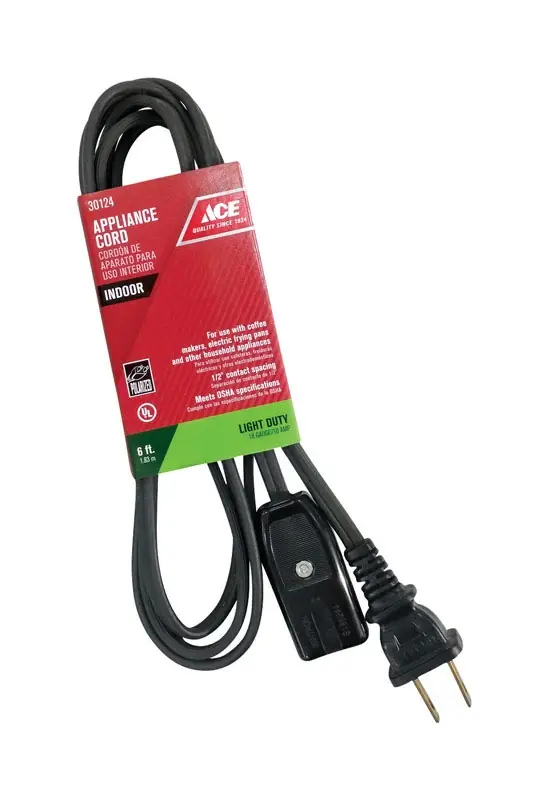 18/2 Hpn 125 Volt 6 Feet Long Appliance Cord