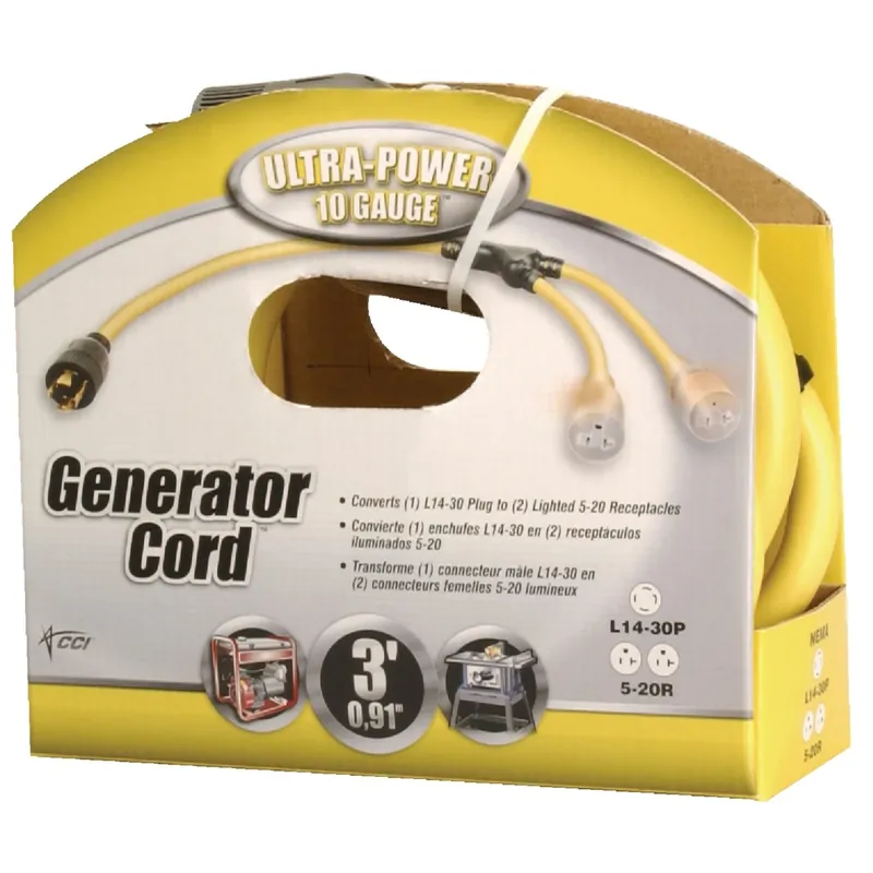 10-Guage Generator Adapter Cord, 3 Ft.