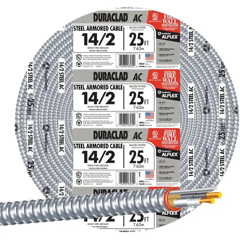 ACT Armored Conduit Cable, 14/2, 25 Ft.