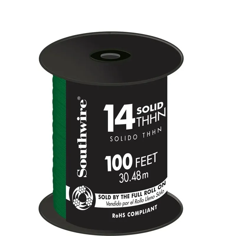 100 Ft. 14/1 Solid Green Copper Thhn Building Wire