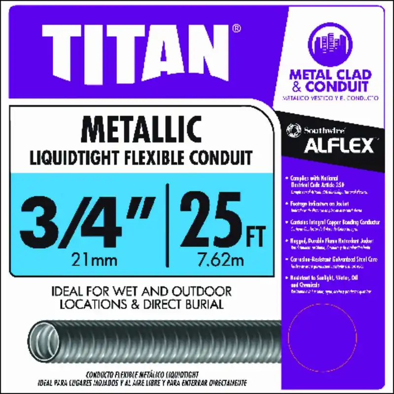 Sealtite Conduit, Computer Wire, Blue Metal, 3/4 In. X 25 Ft. Coil