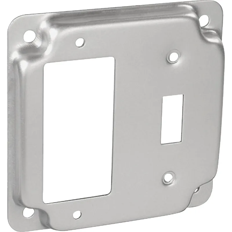 Gfi Outlet And Toggle Switch 4 In. X 4 In. Square Device Cover - Galvanized Steel