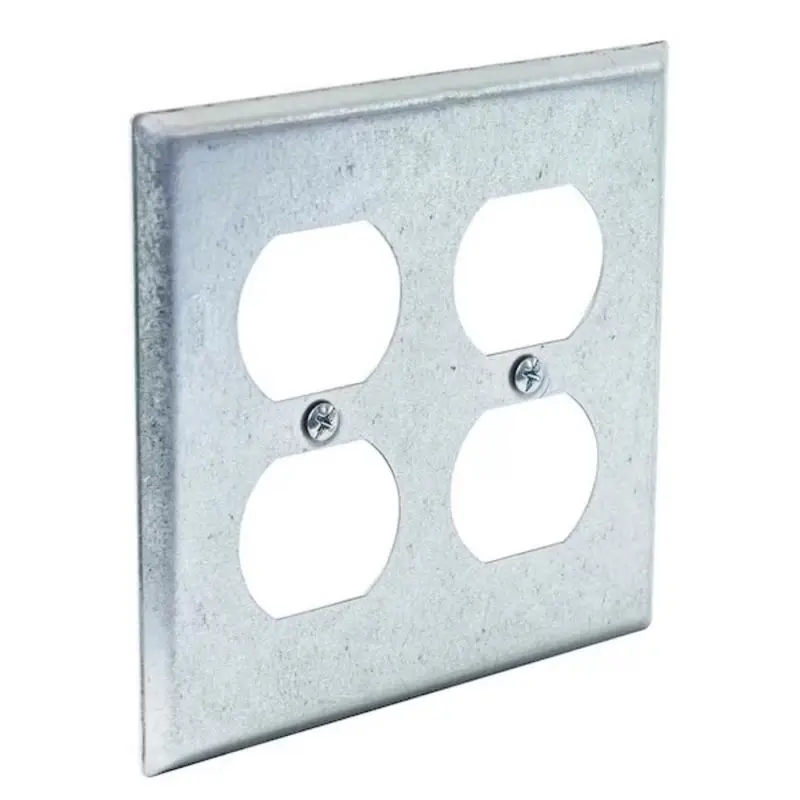 2-gang Duplex Outlet Steel Handy Box Cover 4 In. Ul Listed