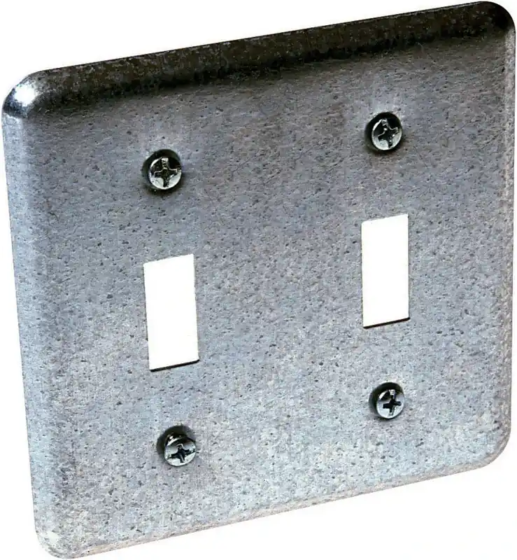 Wall Plate Cover, Double Toggle, Steel, 4 In.