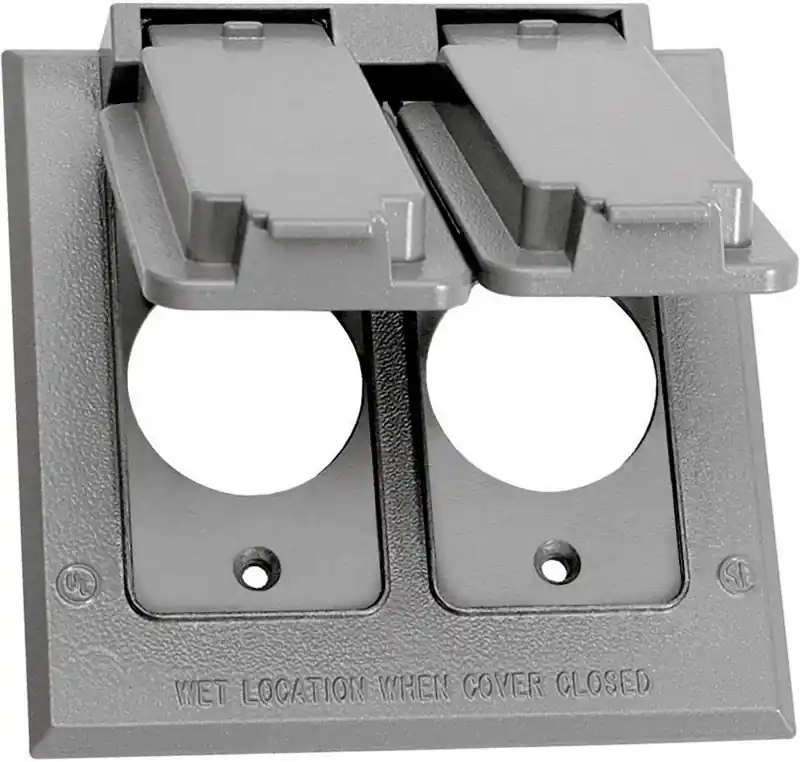 Sigma Engineered Solutions Square Metal 2 Gang 15/20 Amp Receptacle Cover - Model 14324