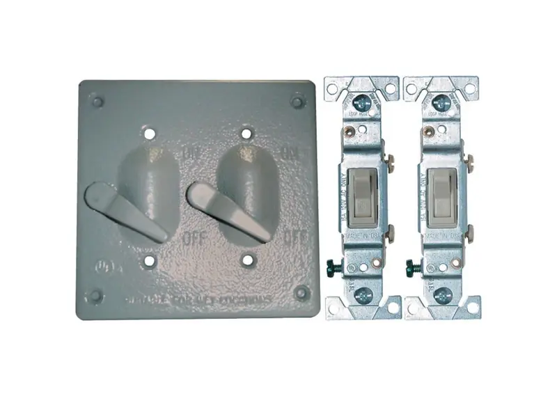 14219 Square Metal 2 Gang Toggle Switch And Cover For Wet Locations