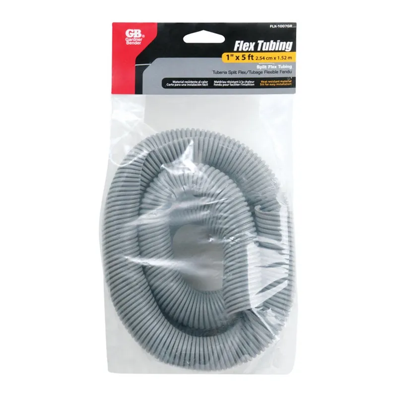 Corrugated Polyethylene Flex Tubing, Gray, 1-In. X 5-Ft.