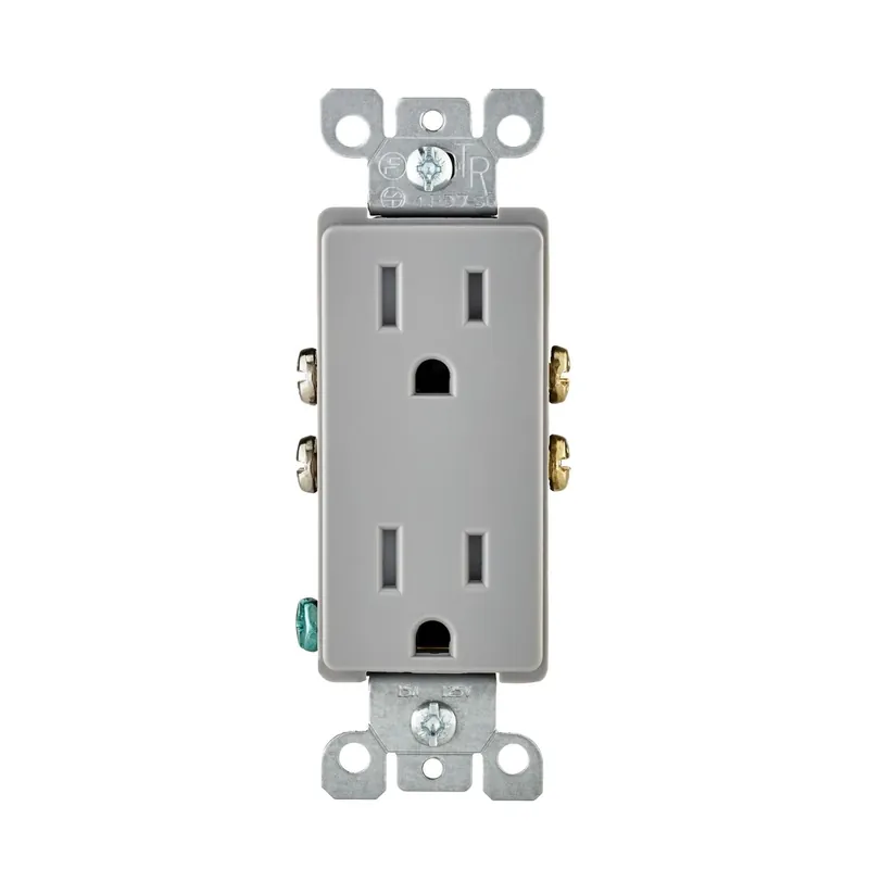 Leviton Decora 15 Amp 125v Gray Tamper Resistant Duplex Outlet 5-15r