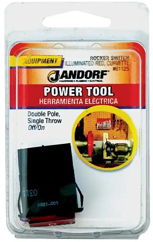Jandorf 20 Amps Double Pole Rocker Power Tool Switch Black/Red 1 Pk