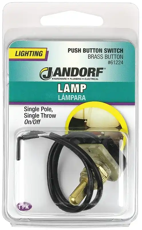 Jandorf 6 Amps Single Pole Push Button Appliance Switch Black/Brass 1 Pk