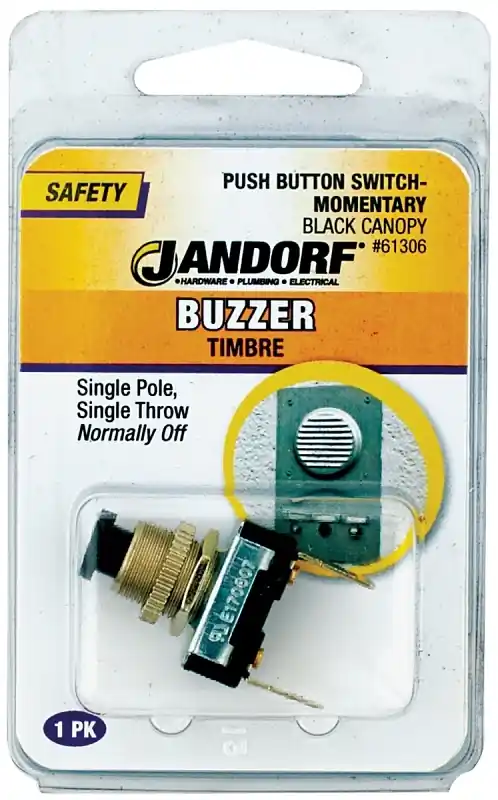 Jandorf 6 Amps Single Pole Push Button Appliance Switch Black/Silver 1 Pk