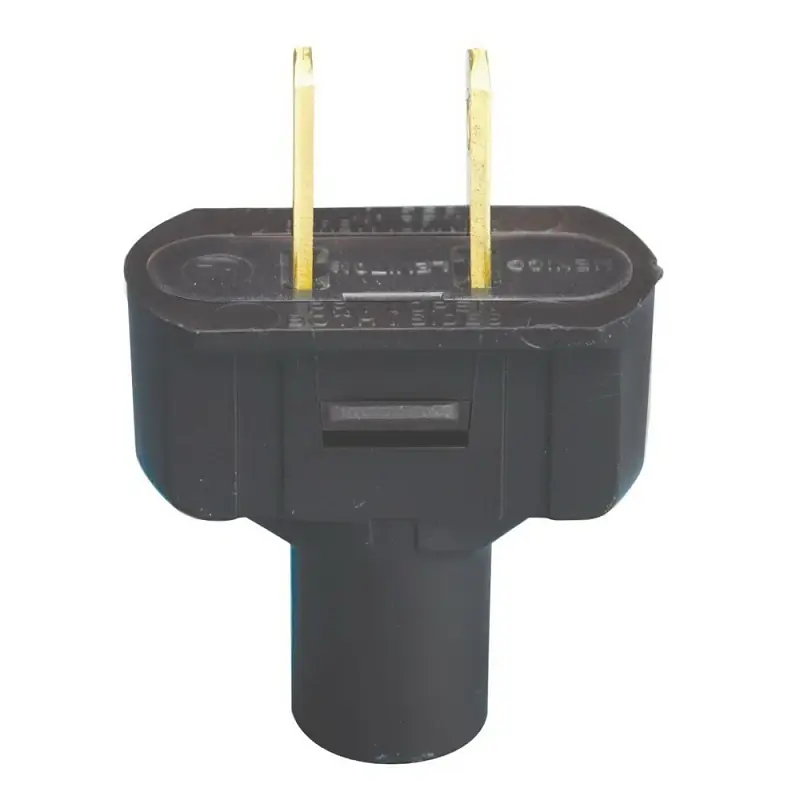 15a 125v 2-wire 2-pole Vinyl Cord Plug, Black, Nema 1-15p