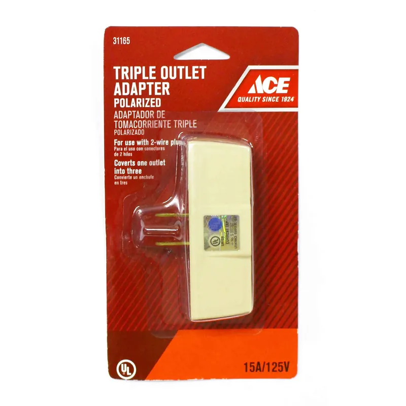 Ace Polarized 3 Outlets Triple Outlet Adapter 1 Pk