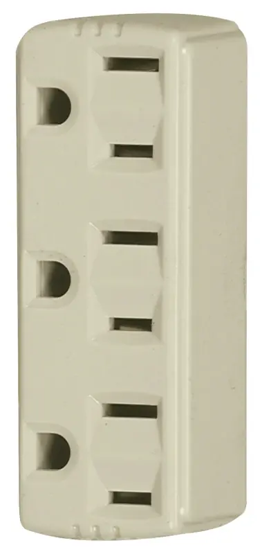 Cooper Wiring 1147V-BOX 3 Outlet 3 Wire Ground Adapter - Ivory