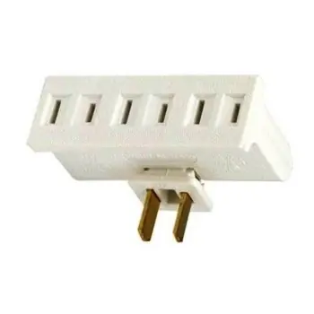 C24-00069-00w White Swivel Triple Tap Plug-in Outlet Adapter 15a 125v