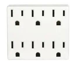C22-6adpt-00w Six Outlet Adapter 15 Amp - White