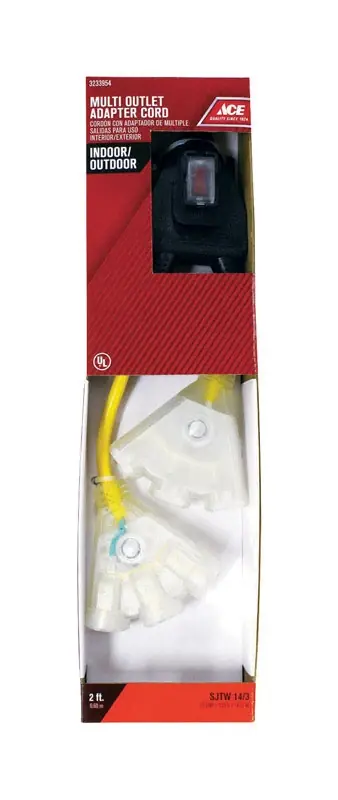 Ace 2 Ft. L 6 Outlets Outlet Adapter Cord Clear