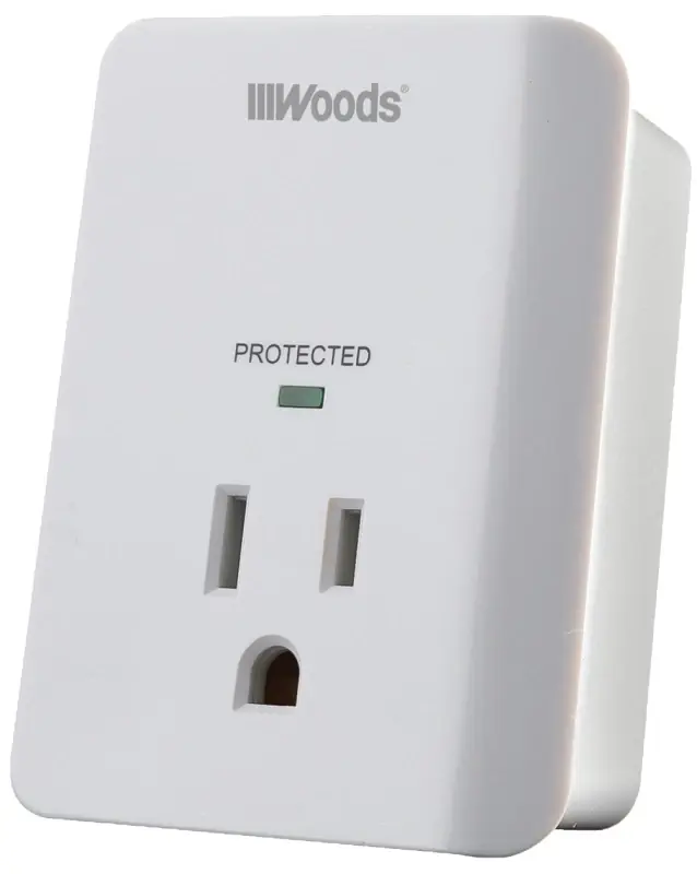 1-outlet 15a White Surge Tap Appliance Alarm 1080 Joules