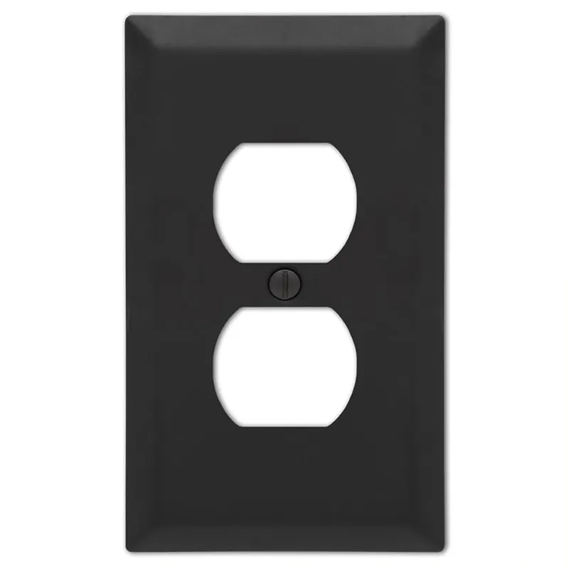 Amerelle Century Matte Black 1 Gang Stamped Steel Duplex Wall Plate 1 Pk
