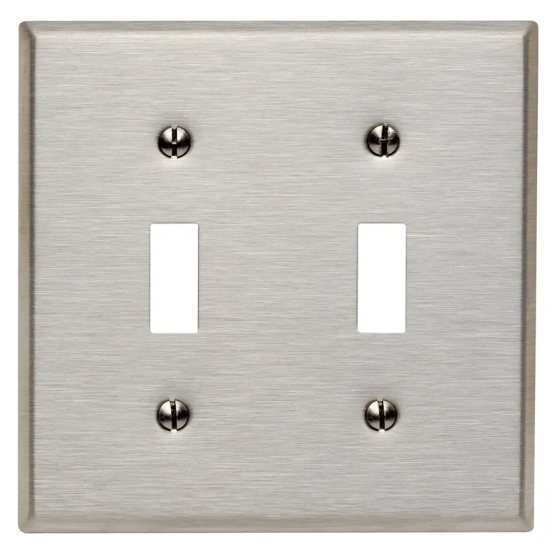 Leviton Antimicrobial Powder Coated Gray 2 Gang Stainless Steel Toggle Wall Plate 1 Pk