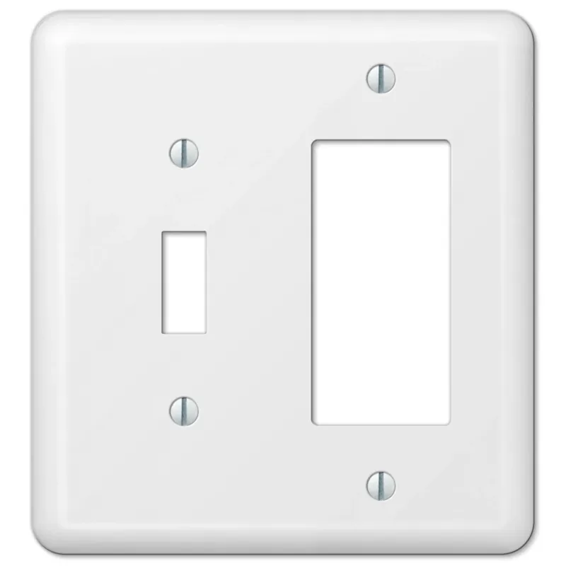 Amerelle Devon White 2 Gang Stamped Steel Decorator/Toggle Wall Plate 1 Pk