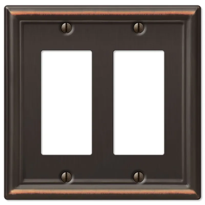 Amerelle Chelsea Aged Bronze 2 Gang Stamped Steel Decorator Wall Plate 1 Pk