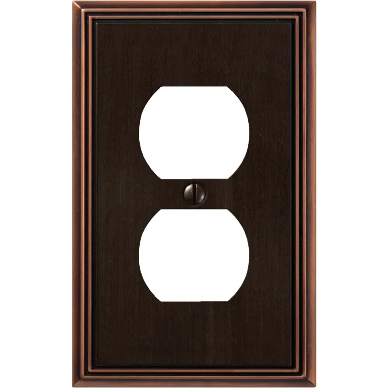 Amerelle Metro Aged Bronze 1 Gang Die-Cast Metal Duplex Wall Plate 1 Pk