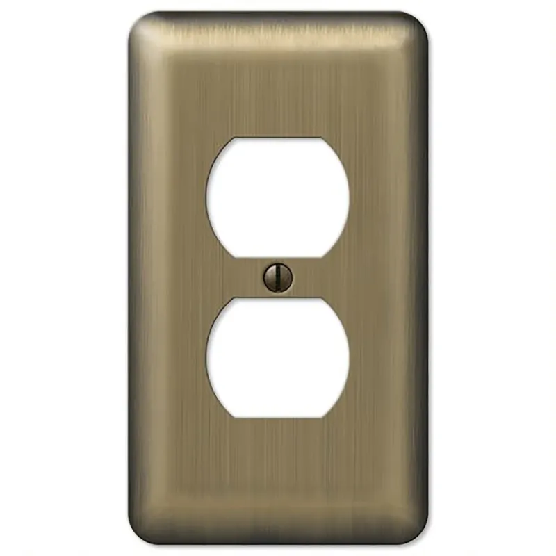 Amerelle Devon Brushed Brass 1 Gang Stamped Steel Duplex Wall Plate 1 Pk