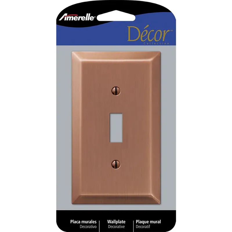 Amerelle Century Antique Copper 1 Gang Stamped Steel Toggle Wall Plate 1 Pk