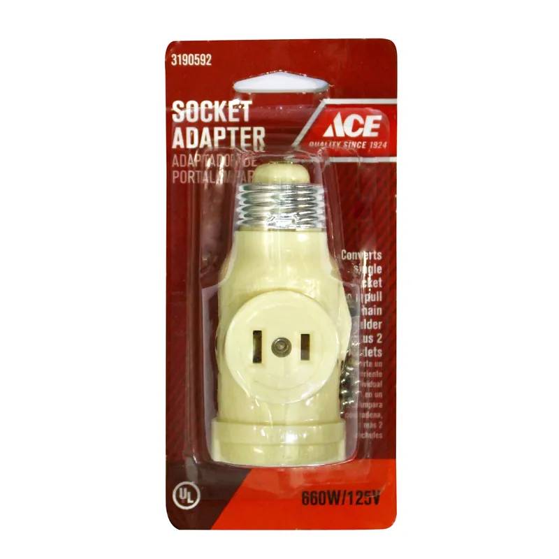 Ace Pull Chain Socket W/Outlets
