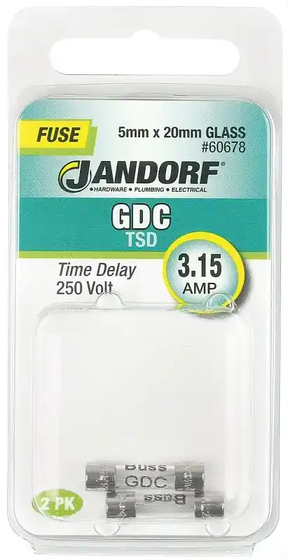 Jandorf GDC 3.15 Amps 250 Volts Glass Time Delay Fuse 2 Pk