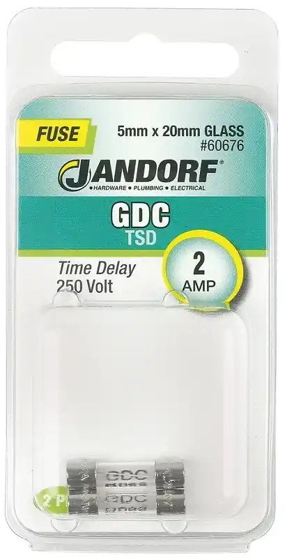 Jandorf GDC 2 Amps 250 Volts Glass Time Delay Fuse 2 Pk
