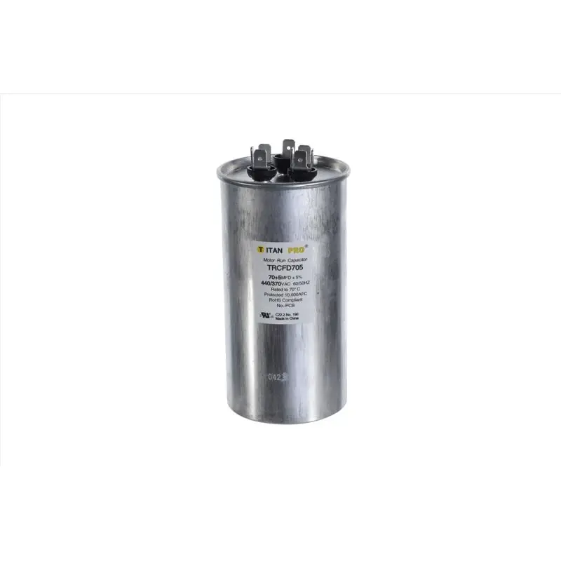 70+5 Mfd 440 Volt Round Run Capacitor For Ducted And Ductless Systems