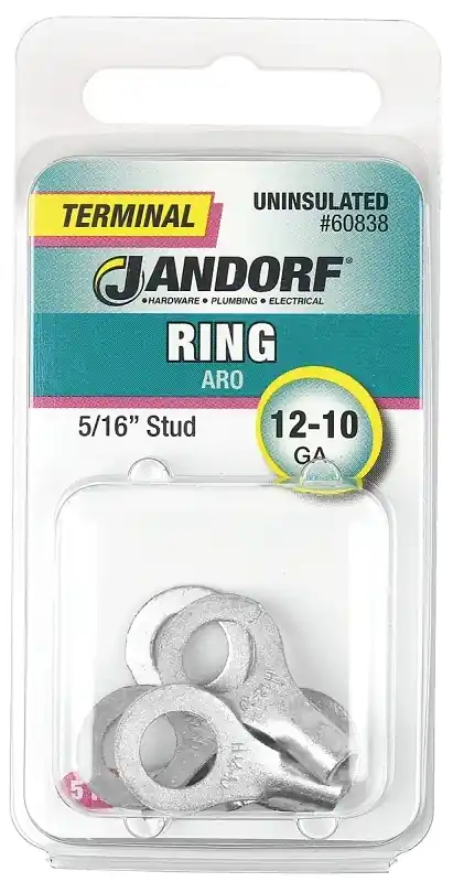 Jandorf 12-10 Ga. Uninsulated Wire Terminal Ring 5 Pk