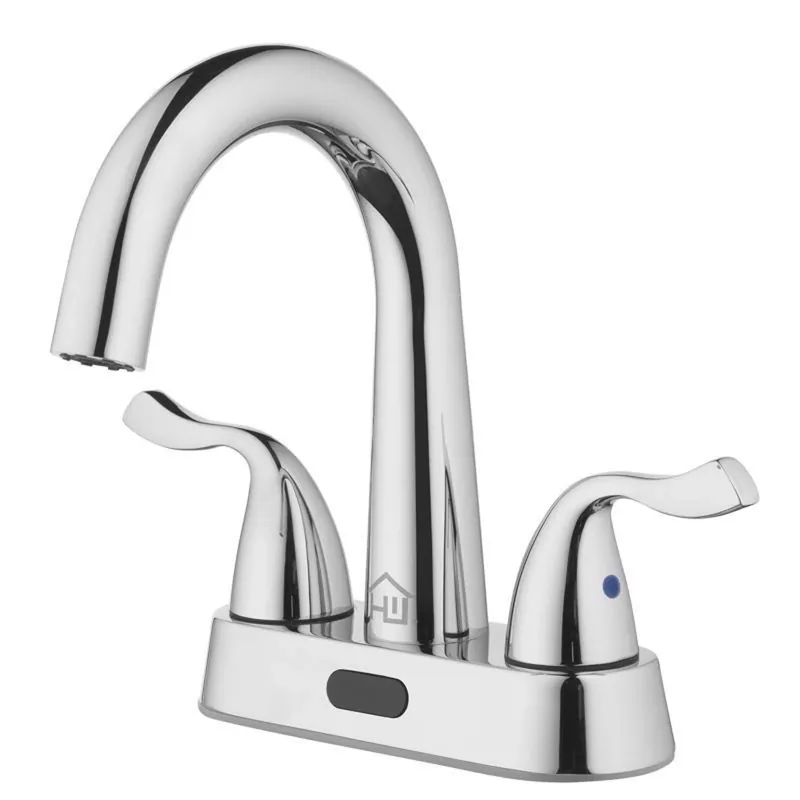 Chrome Motion Sensing Centerset Bathroom Sink Faucet 4 In. With Lever Handles