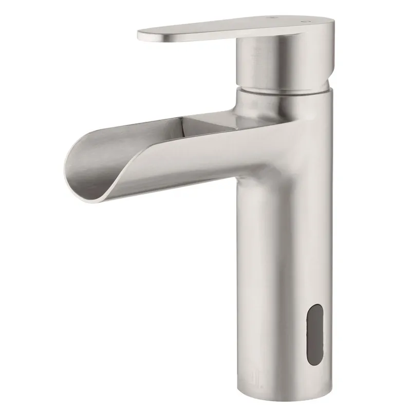 Waterfall Brushed Nickel Motion Sensing Single-handle Bathroom Sink Faucet 2 In.