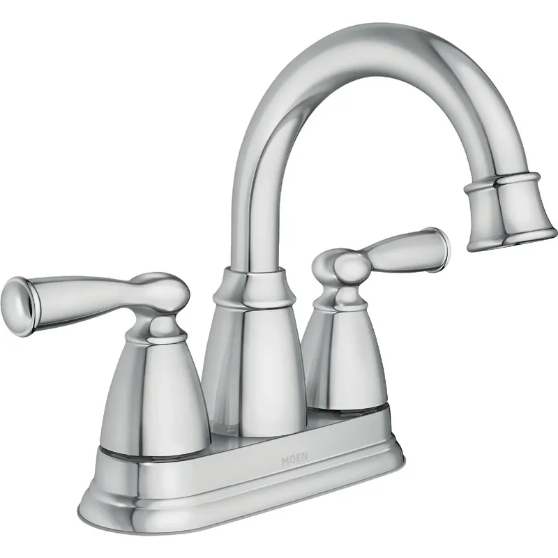 Moen Banbury 2 Chrome Traditional Centerset Bathroom Sink Faucet 4 In.