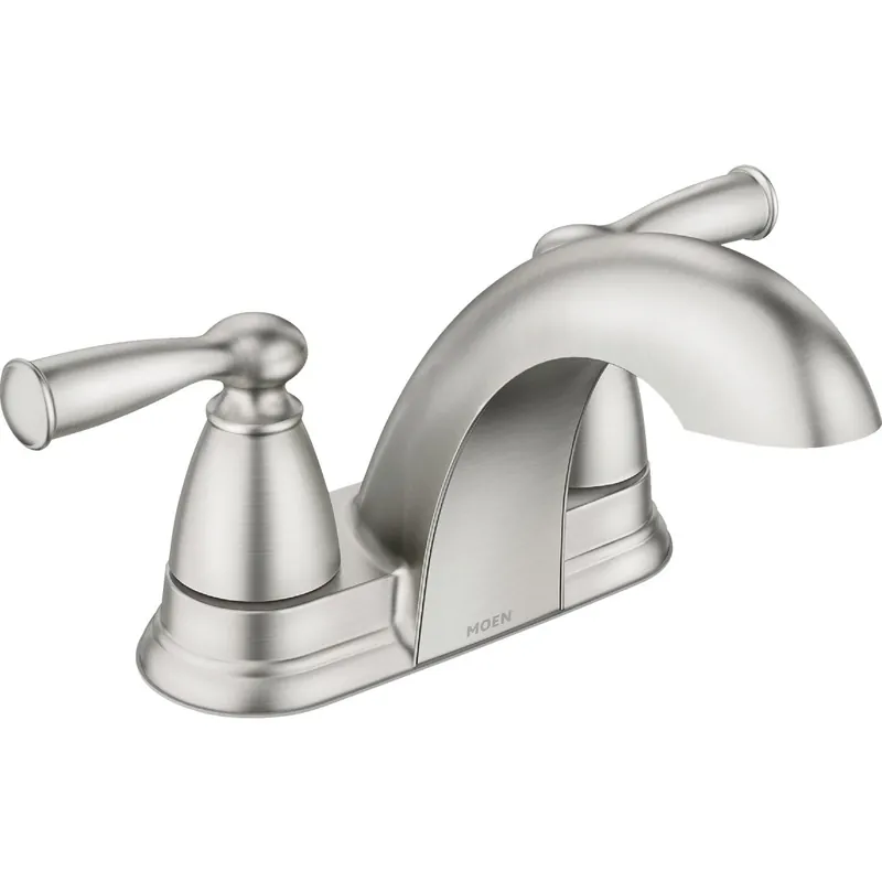 Moen Banbury 2 Brushed Nickel Traditional Centerset Bathroom Sink Faucet 4 In.