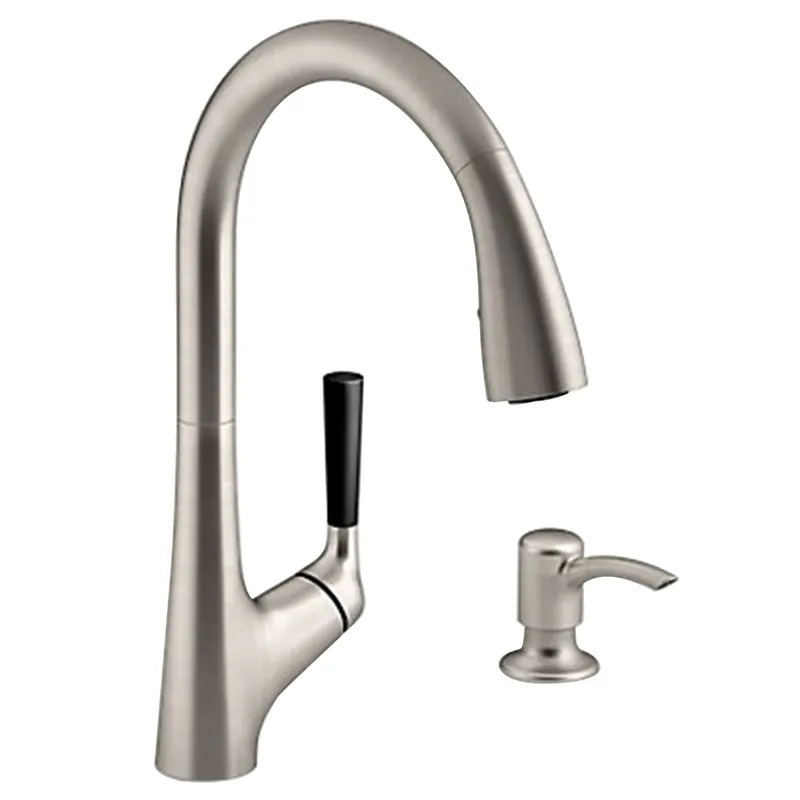 Malleco 1-Handle Kitchen Faucet With Pull-Down Spray + Soap/Lotion Dispenser, Stainless Steel