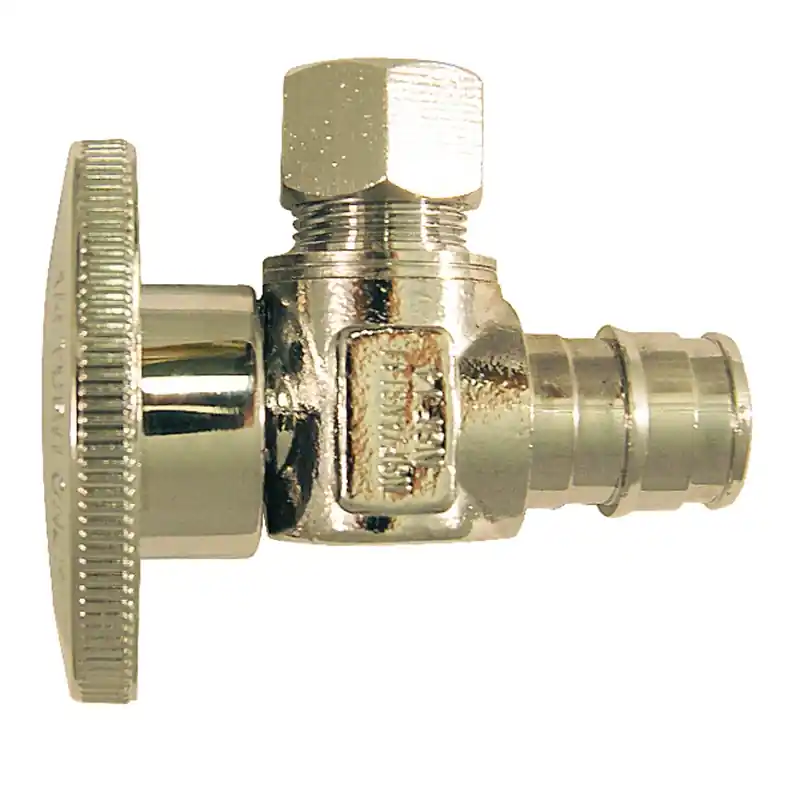 1/2 In. Barb X 3/8 In. Compression Chrome-plated Brass Angle Pex-a Stop Valve