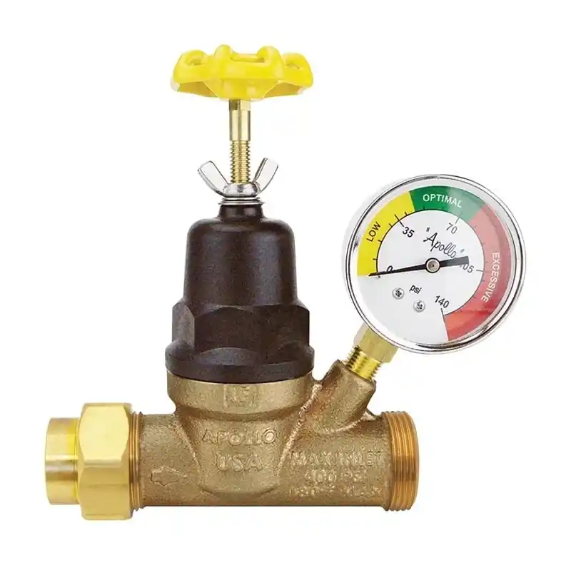 Apollo 3/4 In. Double Union Bronze Water Pressure Regulator With Gauge