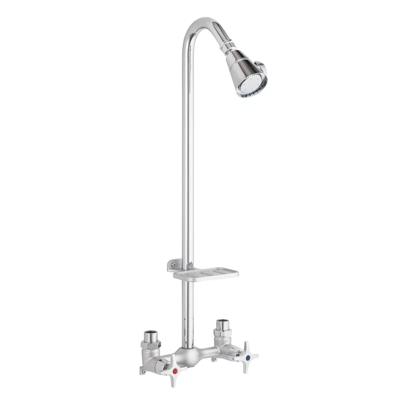 2-handle Chrome Wall Mount Tub Faucet With Lever Handles And Shower Diverter