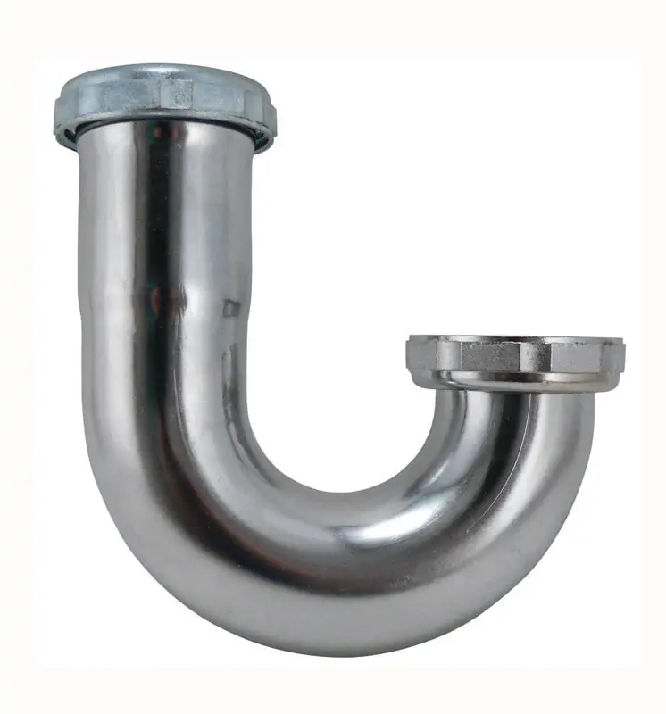 1-1/2 Inch Diameter Chrome Plated Brass J Bend With Nuts And Washers
