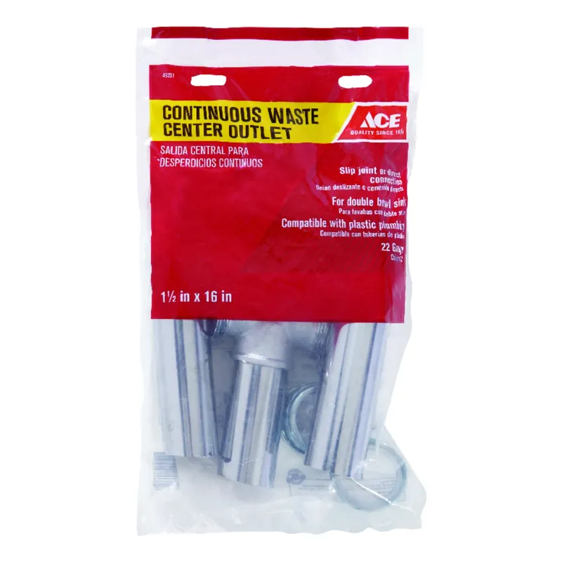 1-1/2 In. Chrome Plated Brass Continuous Waste Outlet For Double Bowl Sinks